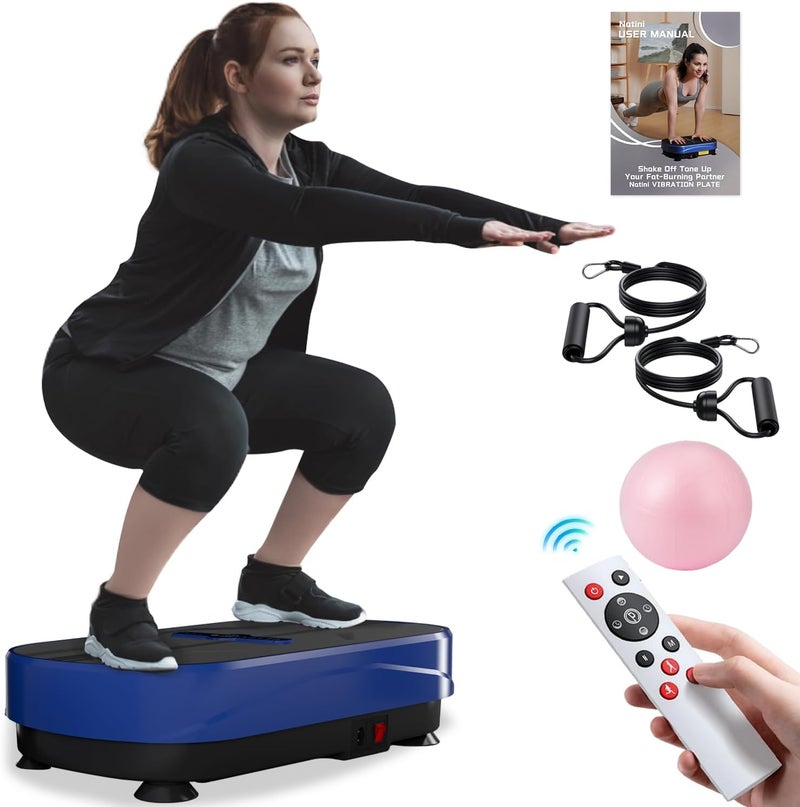 Natini Vibration Plate Exercise Machine - Whole Body Workout Vibration Platform Lymphatic Drainage Machine for Weight Loss Home Fitness with Resistance Bands Remote - Image 1